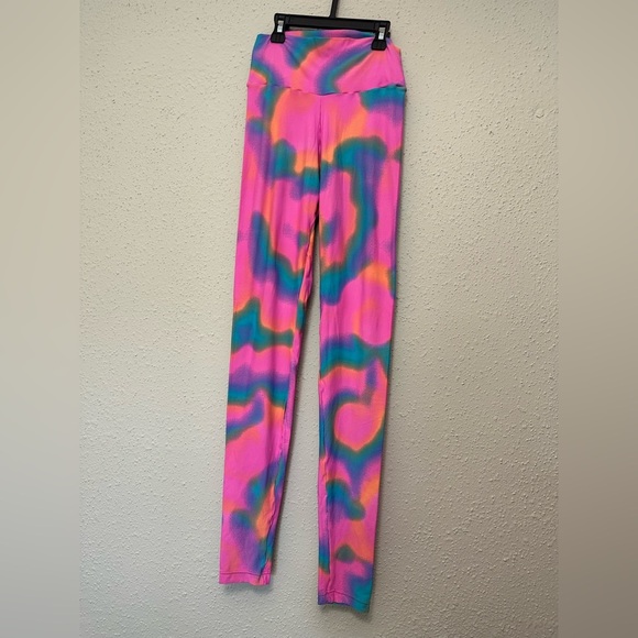 Vibrant Pink and Orange Tie-Dye Leggings - Picture 1 of 5